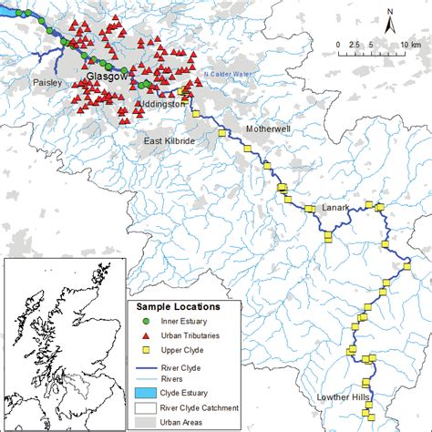 Location of the River Clyde sediment samples from the upper Clyde ...