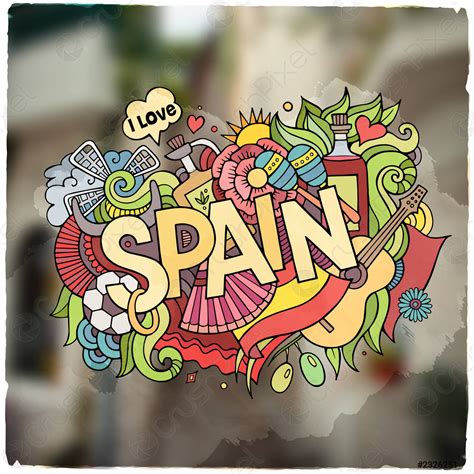 Spain Hand Lettering And Doodles Elements Emblem Stock Vector