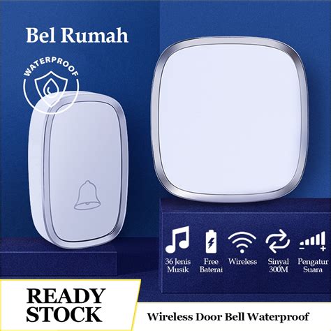 Jual Bel Rumah Wireless Door Bell Waterproof Pintu Receiver Nada