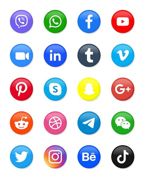 Icônes De Médias Sociaux Rondes Ou Logos De Plates formes De Réseau