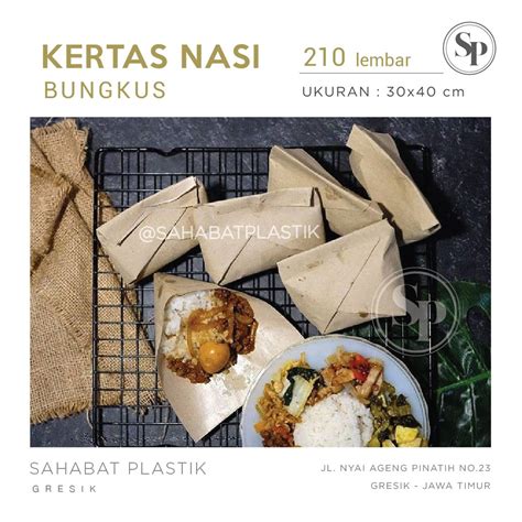 Jual KERTAS MINYAK BUNGKUS NASI CAMPUR Wadah Makanan Merk Gajah Merah