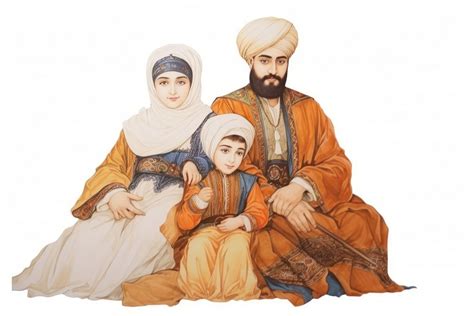 Muslim family painting portrait drawing. | Free Photo Illustration ...