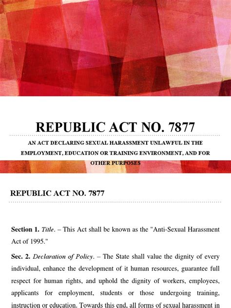 Republic Act No 7877 Pdf Sexual Harassment Harassment