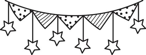 Doodle De Guirlanda De Bandeiras E Estrelas Vetor Premium