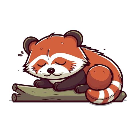 Panda Vermelho Dormindo No Tronco Ilustra O Vetorial De Desenho