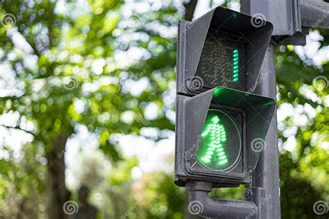 Green Traffic Light To Control Pedestrian Crossing With A Countdown To