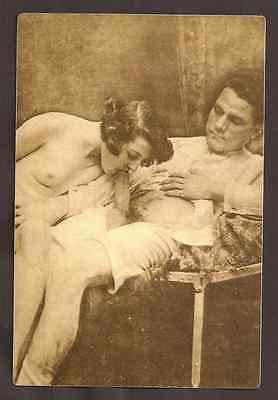 Erotic Old French Carte Postale Postcard Sexy Nude Naked Couple