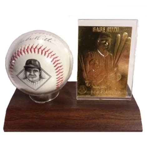 Babe Ruth Baseball 22 Karat Gold Foil Baseball Cards With Stand