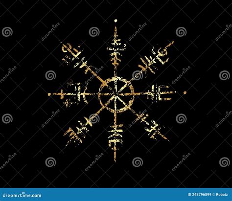 Vegvisir Runic Compass White Pencil Drawing Style Hand Drawing Of