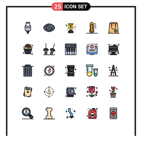 Set Of 25 Modern UI Icons Symbols Signs For Check Environment Cup