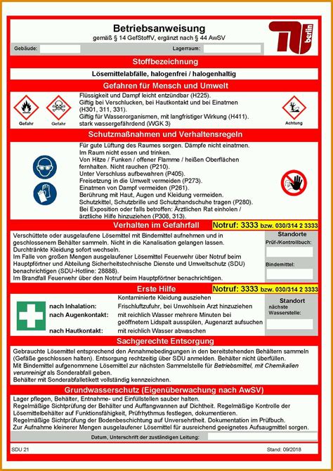 Rühren Sdu Betriebsanweisung Grundwasserschutz 829426 Muster