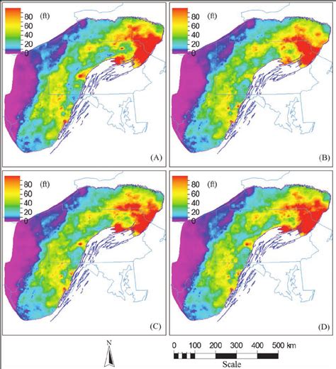 Isopach Maps Of The Composite Organic Lithofacies Organic Siliceous