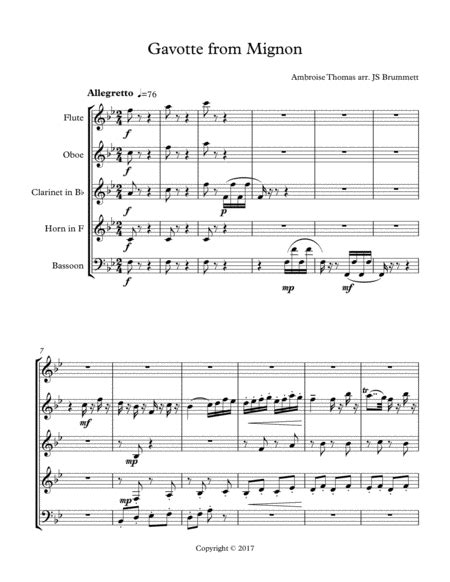 Gavotte From Mignon Arr Jennifer Brummett By Ambroise Thomas Sheet