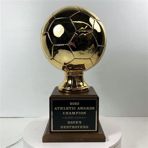 Gold Soccer Ball Resin on Walnut Base Trophy by Athletic Awards