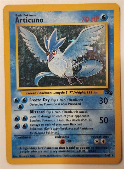 Articuno Original Holo Rare Fossil Set Pok Mon Card Tcg Ebay