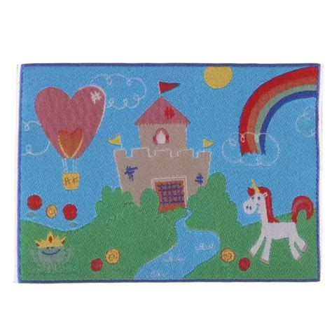 Tapis chambre d enfant tissé Château miniature Miniaputiens