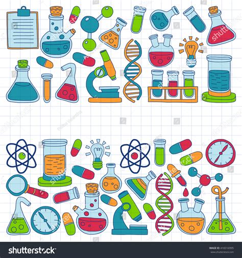 Chemistry Pharmacology Natural Sciences Vector Doodle Stock Vector