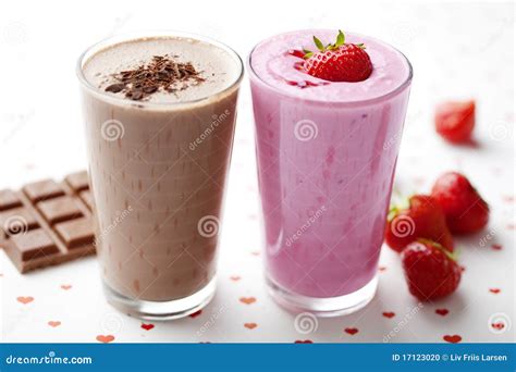 Chocolate And Strawberry Milkshake Stock Photo Image Of High