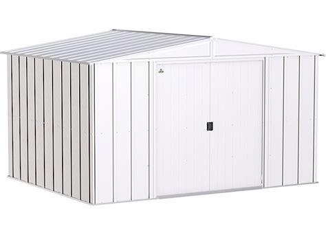 Arrow Classic Steel Storage Shed 10 Ft X 8 Ft Flute Grey Omni