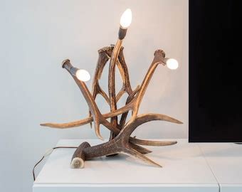 Medium Moose Antler Table Lamp Rustic Décor Country Home Etsy