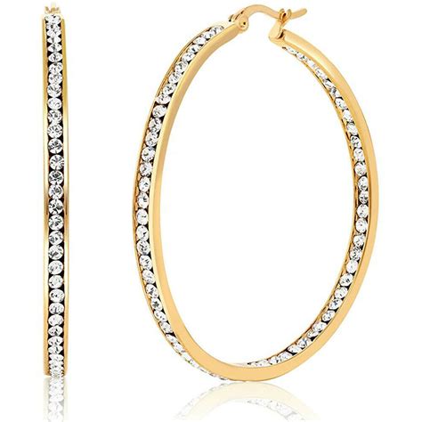 Hoop Earrings Swarovski Crystal Cubic Zirconia 18k Gold Rhodium Plated Earrings