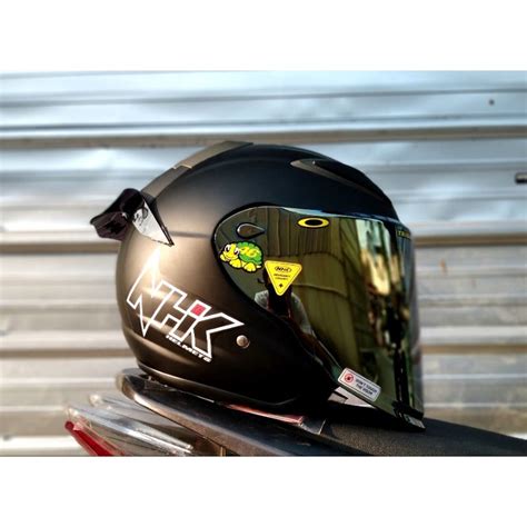 Jual Helm Nhk R Solid Black Dop Paket Ganteng Venom Visor Pnp With