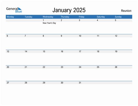 Editable January 2025 Calendar With Reunion Holidays