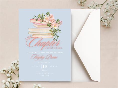 Book Theme Baby Shower Invite A New Chapter Begins Baby Shower