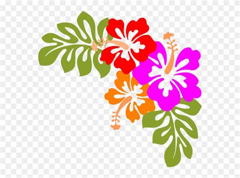 Hawaii Luau Clipart - Hawaiian Flowers Transparent Background - Png ...