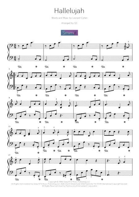 Hallelujah Arr GC Sheet Music Lee DeWyze Easy Piano