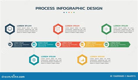 Modèle D'infographie De Processus Diagramme De Flux En Cinq étapes Avec ...