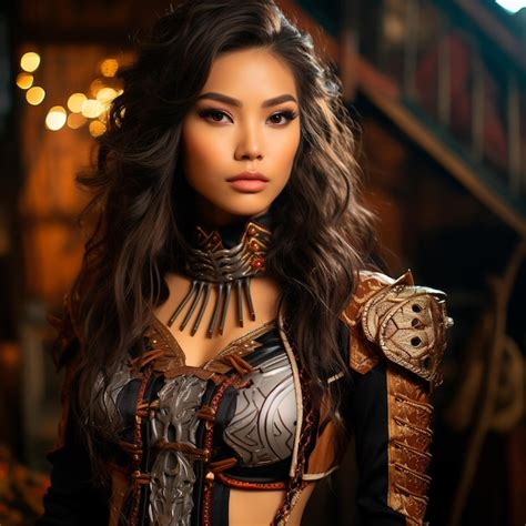 Premium AI Image | photo of a warrior woman cosplay day halloween