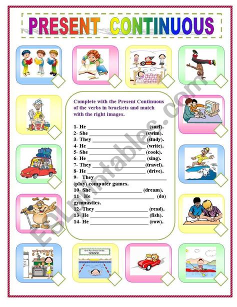 Present Continuous English Esl Worksheets For Distance Learning And 44f