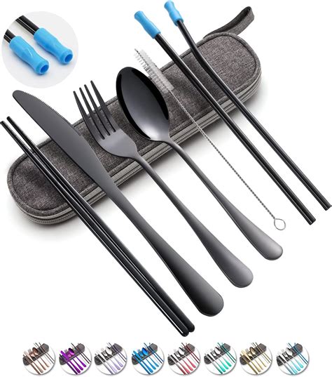 Amazon Travel Utensils Set With Case Reusable Portable Cutlery Set