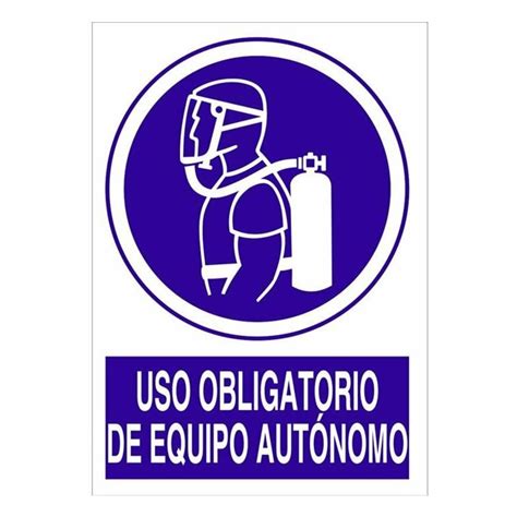 Uso obligatorio de equipo autónomo Medida mm 148X105 Material adhesivo