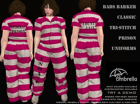 Second Life Marketplace - [u]Tri-Stitch Jumpsuit Pink Stripes - Prison Jail Detention ...