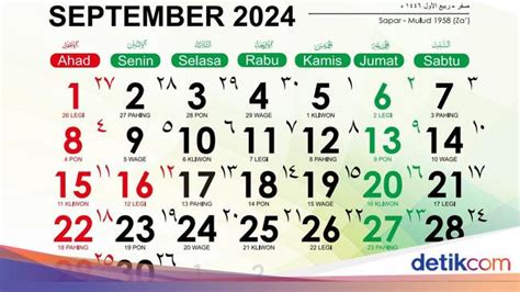 Kalender September 2024 Dan Tanggal Merahnya Menurut Skb 3 Menteri