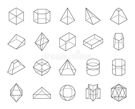 Outline Geometric Microscope Icon Set Stock Vector Illustration Of