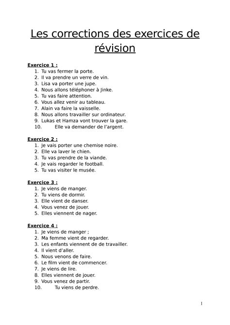 Annexe 2 la correction des exercices de révision en papier Les