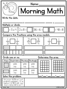 3rd Grade Spring Morning Work By Teach By Alyssa Christine Worksheets