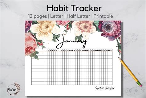 Habit Tracker Planner Printable Daily Monthly Habit Tracker Routine