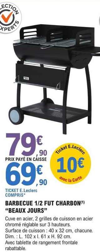 Promo Barbecue 1 2 Fut Charbon Beaux Jours Chez E Leclerc Brico