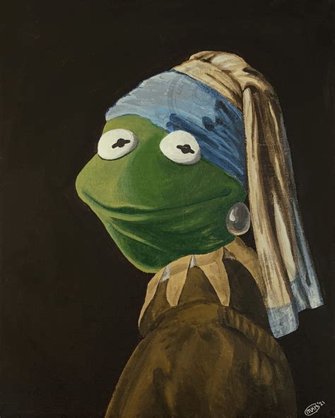 Kermit The Frog Girl With A Pearl Earring Prints And Stickers Nwa Makers