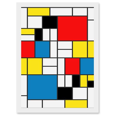 Mondrian Abstract Cubes Squares Red Yellow Blue A4 Artwork Framed Wall