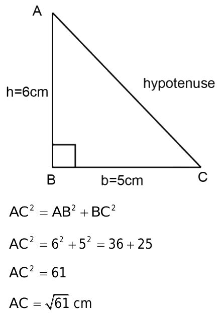 What Will Be The Hypotenuse If Height6 And Base5 Of A Triangle