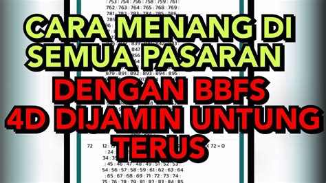 Bbfs D All Pasaran Dijamin Untung Terus Setiap Hari Youtube