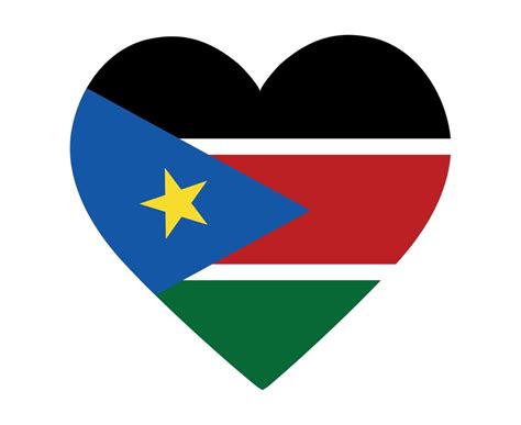 South Sudan Flag National Africa Emblem Heart Icon Vector Illustration