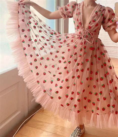 Tulle Strawberries Dress Sequins Dress Birthday Party Dress Etsy