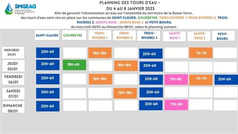 Plannings Des Tours D Eau Du 4 Au 8 Janvier 2023 SMGEAG