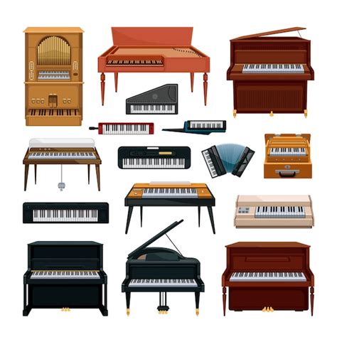 Premium Vector | Collection of keyboard musical instruments